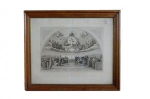 Grande impressão retratando "A Disputa do Santíssimo Sacramento de Rafael" de 1800