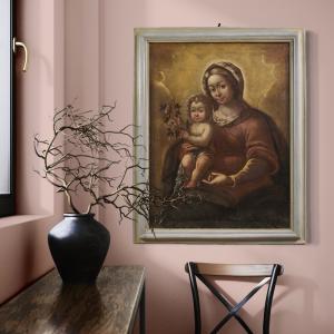 Antico dipinto italiano Madonna con bambino del XVII secolo - Foto 5