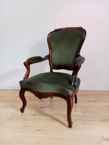 Poltrona Luigi Filippo in noce massello - poltroncina - epoca meta' 800.