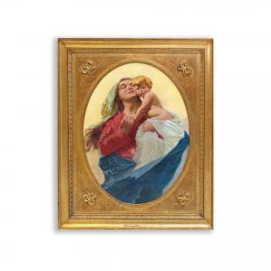 Umberto Gnata, Öl auf Leinwand, "Mater Purissima", nach Domenico Morelli, 1940er Jahre
