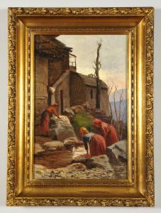 Antonio Varni (Genova 1841 1908) Lavandaie, olio su tela