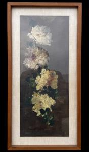 Dipinto olio su tela raffigurante fiori.