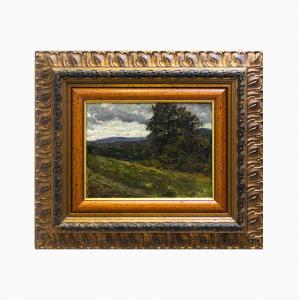 Angelo Garino, Olio su tavoletta, "Temps Gris\ Tempo Grigio", Firmato, 1902, Angelo Garino, Oil on panel, "Temps Gris\ Gray Weather," Signed, 1902
