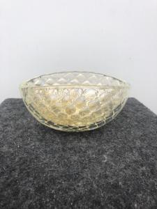 Mundgeblasene Glasschale mit Lufteinschlüssen und Gold. Herstellung Barovier & Toso.