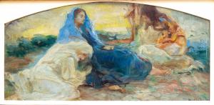 Antonio Piatti, "Stabat Mater", Öl auf Karton, signiert, 1918