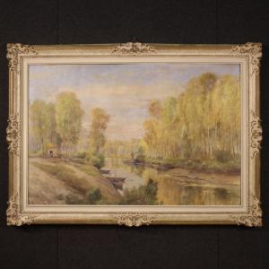 Landschaft Malerei, signiert A. Corradi, 1950er Jahre