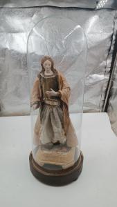 Antica scultura Madonna o Santa Agata entro campana vetro -Ancient Sculpture Madonna Or Saint Agatha In A Glass Bell