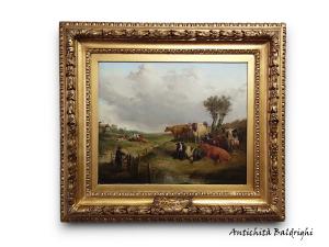 Landscape Painting with Cows