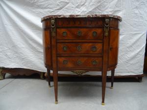 Comò a mezzaluna con bronzi e intarsiata Napoleone III XIX sec Francia