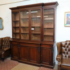 Bücherregal mit vier Türen aus Mahagoni, englischer Herkunft, viktorianische Epoche