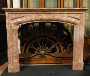 chm623 - pink/red marble fireplace, 135 cm wide x 108 cm high