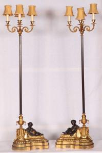 Pair of antique French lamps from the 1800s, electrified
