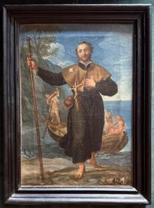 Dipinto olio su tela raffigurante San Francesco Saverio.