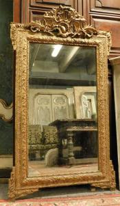 specc417 - specchiera in legno dorata, epoca '800, cm L 85 x H 146