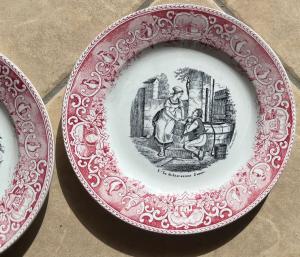 Pair of Richard plates with pink border