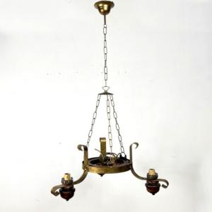 Vintage-Kronleuchter aus Holz und Eisen im rustikalen Stil