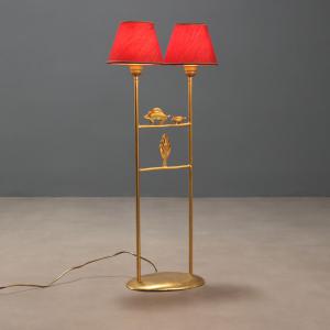 Lampada Scultura in Bronzo Dorato di Pierre Casenove Produzione Fondica