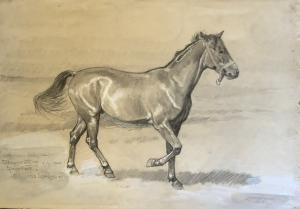 Ludwig Koch (Viena 1866-1934) O passo do sangue nobre, aquarela assinada e datada de 1924 no canto inferior direito