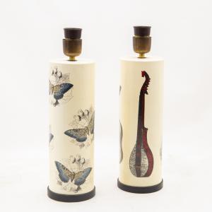 Victor Cerrato, pair of glazed ceramic lamps, signed, 1960s