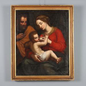 Painting Madonna with Child and Saint Joseph