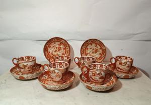 SET OF SIX CUP AND SAUCER LATE 19TH CENTURY