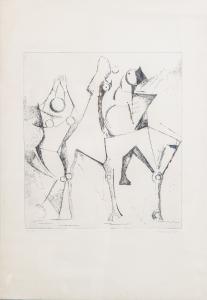 Marino Marini "Trio felice" etching, 1972
