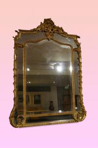 specchiera Luigi XV del 1800 dorata foglia oro