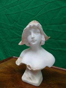 Scultura volto di donna firmata Riccardo Aurili seconda metà 1800 in alabastro