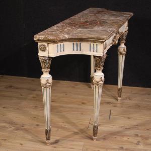 Consola italiana lacada estilo Luis XVI con tablero de mármol - Foto 5