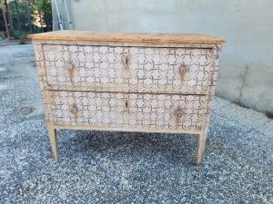Cassettone decorato dipinto epoca '700 Toscana