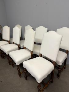 Antico gruppo di 8 sedie in noce, XIX sec, 110x51x45cm