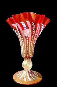 Lampe aus ummanteltem Glas mit Murrineinsätzen und Blattgold. Marke La Murrina. Einzelstück.