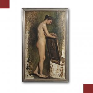 DIPINTO CON NUDO DI DONNA SECONDA META’ XIX SECOLO 