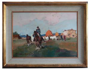 Carlo Domenici (Livorno 1897-1981)- Buttero Maremmano