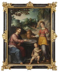 Gesù e la Samaritana al pozzo, olio su tela, Scuola toscana metà secolo XVII