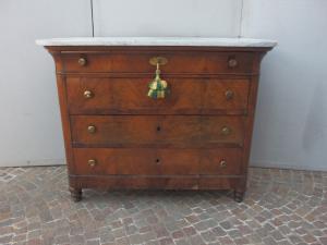 CASSETTONE STILE CARLO X LASTRONATO IN PIUMA DI NOCE PIEMONTESE  cm L 121xP58xH96