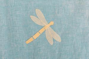 White linen for curtain with dragonflies - B/2348 -