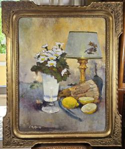 Gino Baruzzi ”Natura morta floreale con vaso bianco ”. 