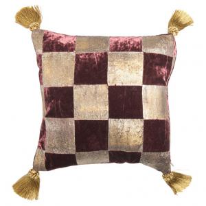 Checkered velvet cushion - B/1624 -