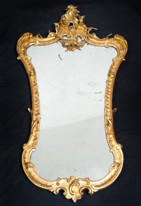 Specchiera antica in legno dorato e intagliato Luigi Filippo Napoletana. Periodo XIX secolo.