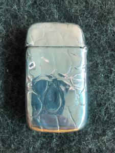 Silver matchbox with crocodile skin style decoration. Gorham hallmark. USA