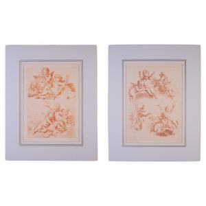 Pair of engravings "angels" from Bouchet - ST/474.