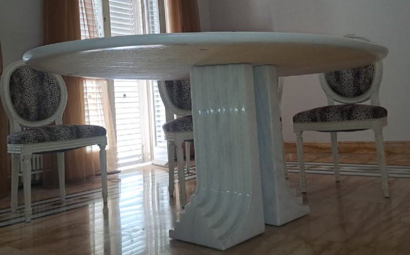 Tavolo ovale modello "Samo" in marmo bianco di Carlo Scarpa per Simon Gavina - Foto 6