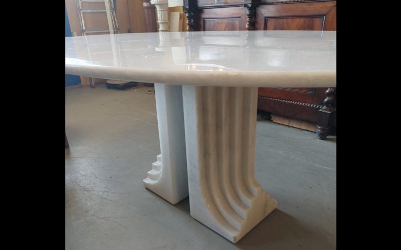 Tavolo ovale modello "Samo" in marmo bianco di Carlo Scarpa per Simon Gavina - Foto 7