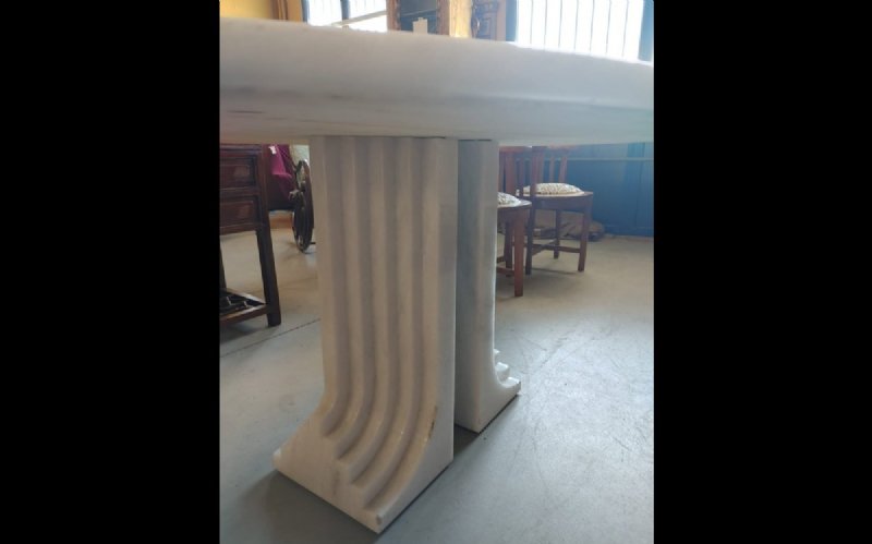 Tavolo ovale modello "Samo" in marmo bianco di Carlo Scarpa per Simon Gavina - Foto 8