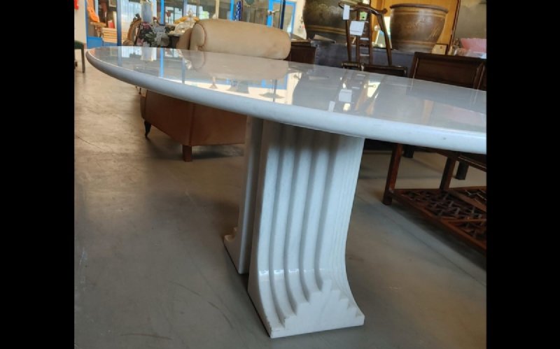 Tavolo ovale modello "Samo" in marmo bianco di Carlo Scarpa per Simon Gavina - Foto 9