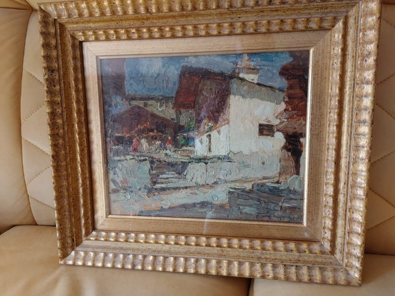 Alessandro Lupo (1876-1953) - Alpine Village - Oil on board