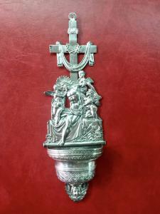 Embossed silver stoup with scene of the deposition of Christ with angels. Lombard-Venetian hallmark.