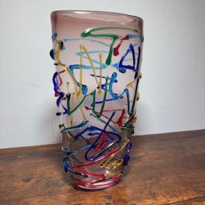 Vaso vintage Vetro Murano XX Enrico Camozzo . Altezza cm 38 