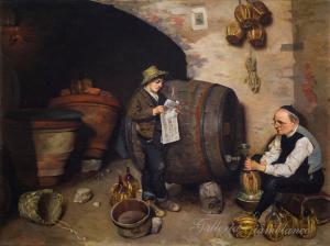 Pompeo Massani (Florença 1850 - 1920), Interior de uma Osteria